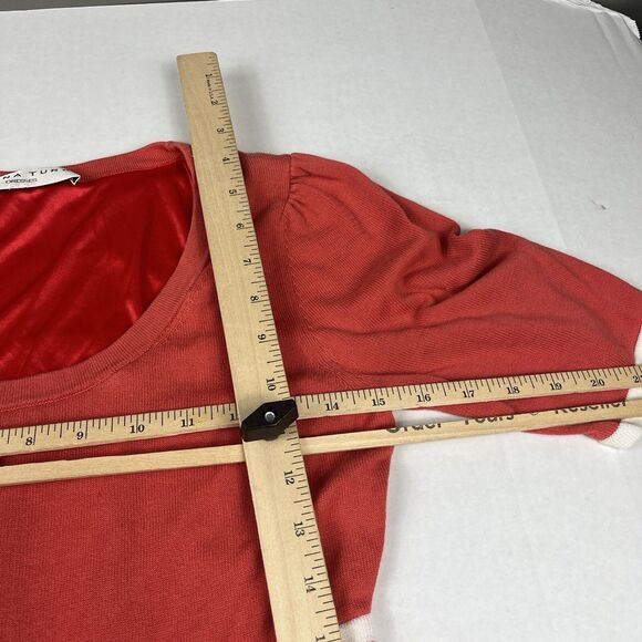 Trina Turk Fit & Flare Sweater Dress Striped Pleated Short Sleeve Retro S/M FLAW - Picture 8 of 13